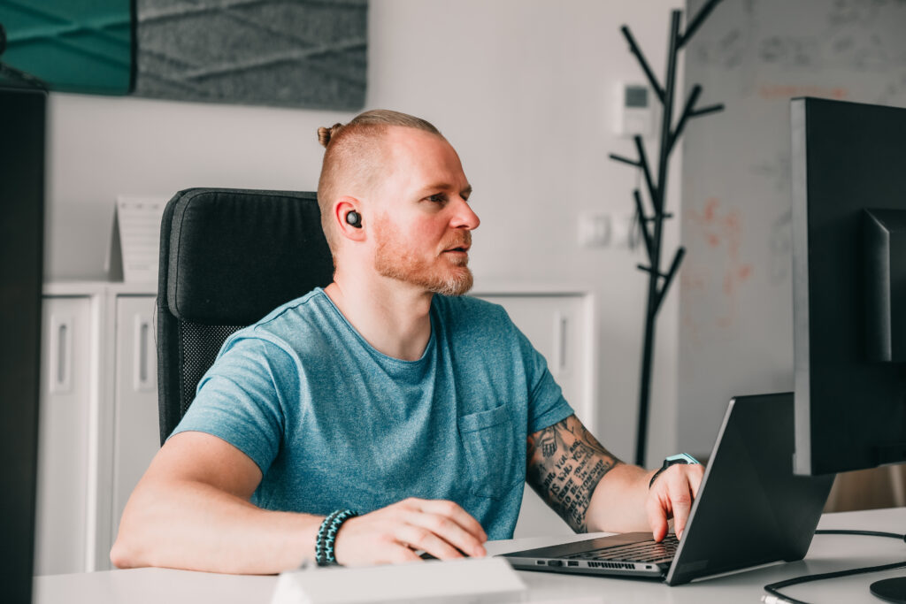 a male recruiter during an online interview